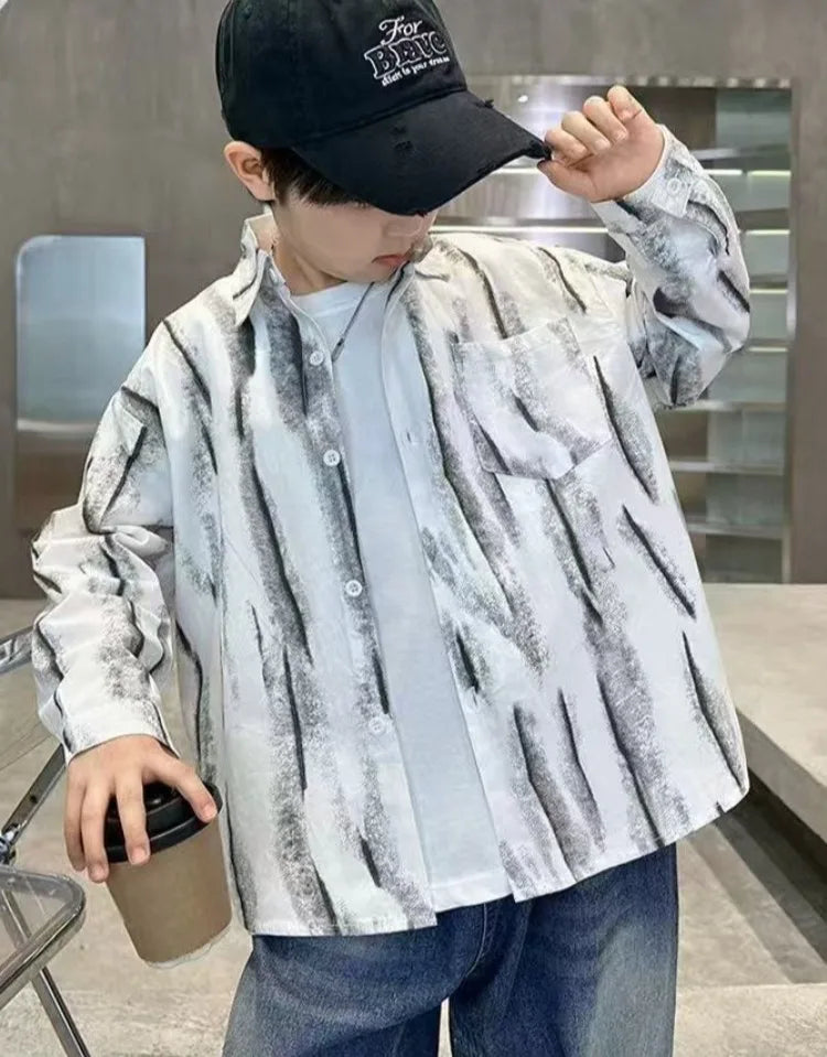 2025 New Boys' Spring Autumn Long Sleeve Shirt Toddler Boys Stylish Long Sleeve Shirt Trendy Design for Kids