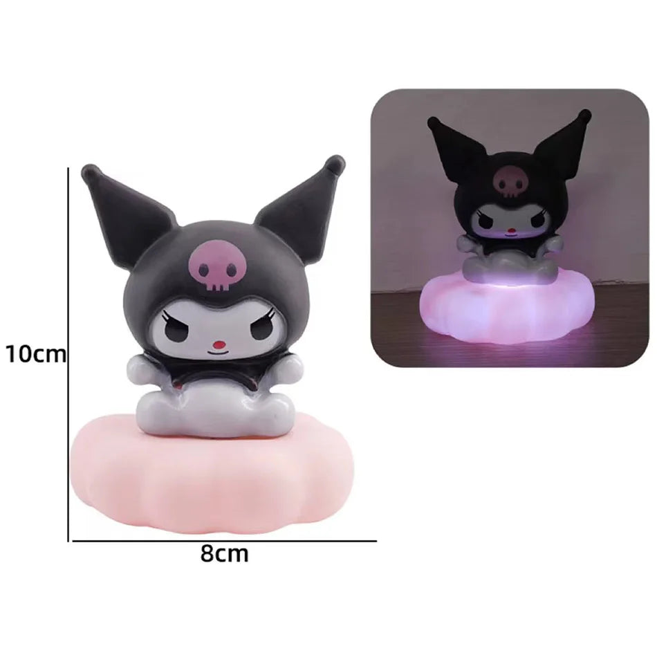 New Kawaii Sanrios Night Light Enamel Cloud Cartoon Kuromi Cinnamoroll Pochacco Small Table Light Illuminating Decoration