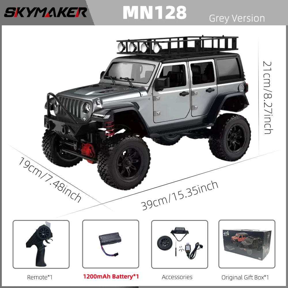 MN128 1/12 RC Car 4WD Jeep Model 2.4G Remote Control LED Light 4X4 Off Road 4WD Climbing RC Truck Electric Toy Car Gift for Boy
