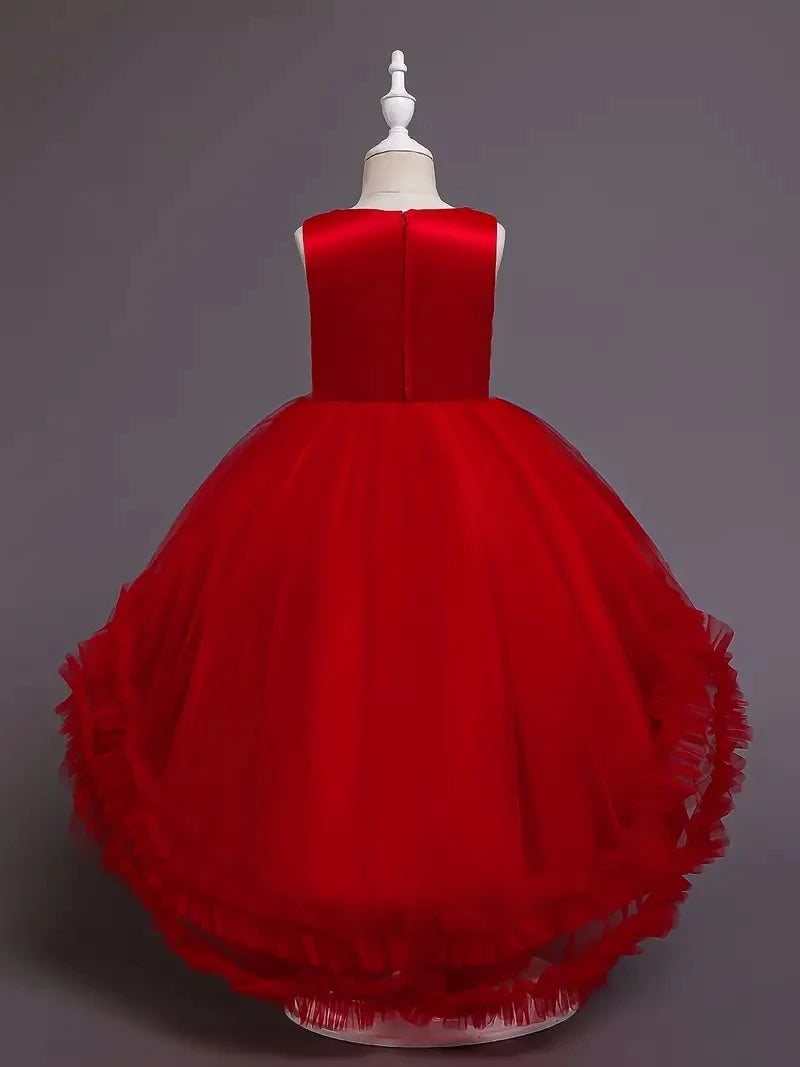 Girls Princess Dress Sleeveless Sequin Mesh Tutu Dress Performance Dress Wedding Flower Girls Dress For Evening Birthday #2038