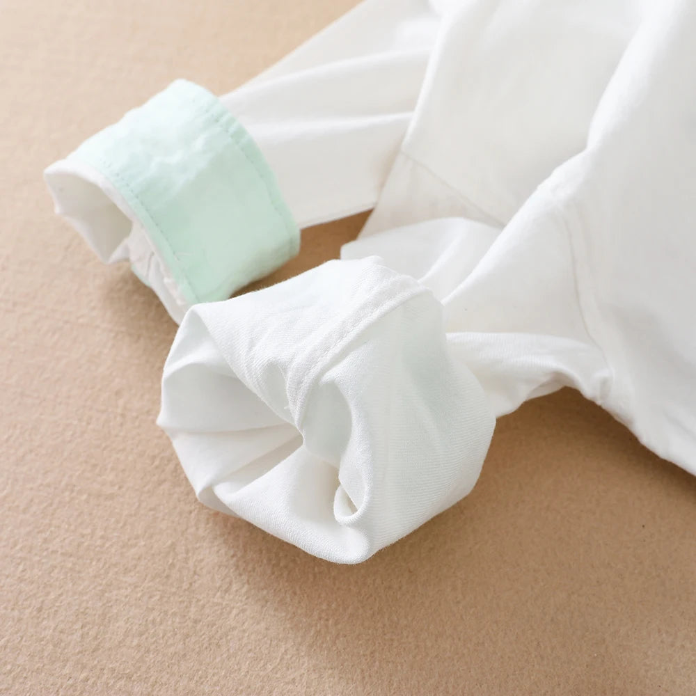 Toddler Boys' White Dinosaur Embroidered Casual Shirt Long Sleeved Clothes for 2-6 Years Old