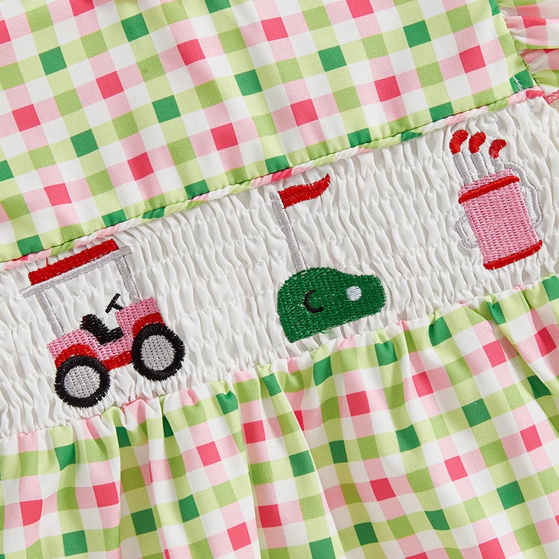 Adorable Infant Romper with Embroidered Floral Design Round Neckline and Flutter Sleeves - Ideal for Warm Weather Seasons