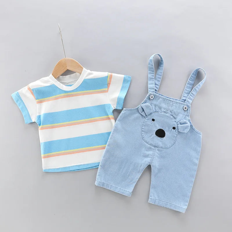 New Summer Baby Girl Clothes Suit Children Boys Striped T-Shirt Shorts 2Pcs/Sets Toddler Clothing Infant Costume Kids Tracksuits