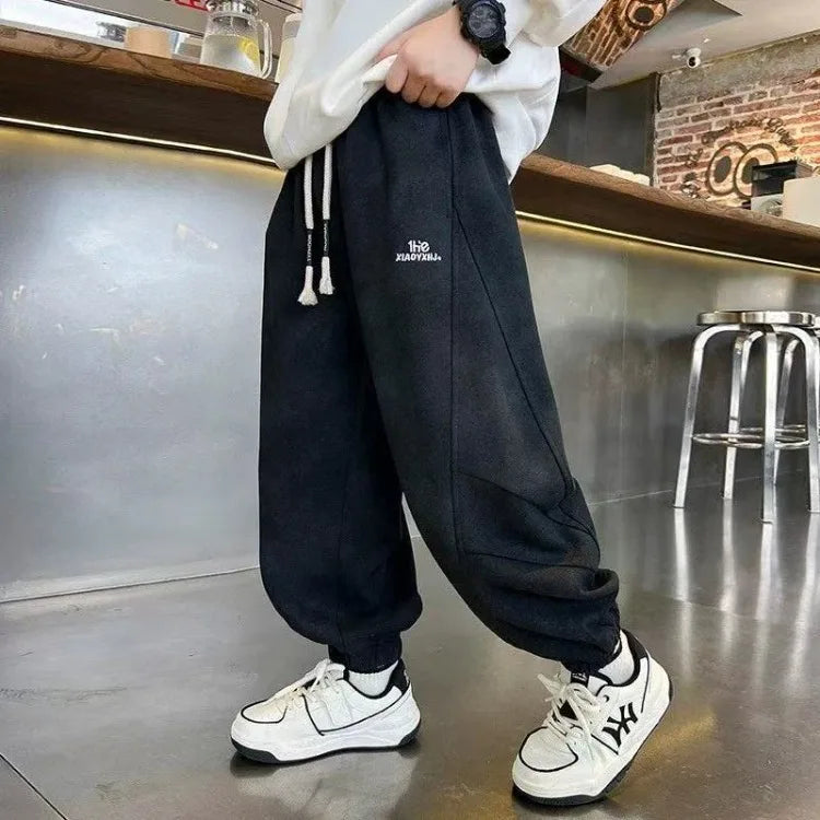 New 2025 Boys' Korean Style Loose Sweatpants - Trendy Tie-Dye Casual Pants for Big Kids (Spring Autumn)