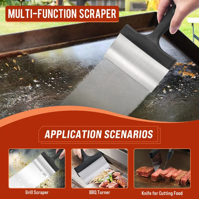 4Pcs/Sets Griddle Cleaning Kit for Blackstone with Griddle Flat Top Grill Accessories Cleaner Tools Set Scraper Scouring Pads