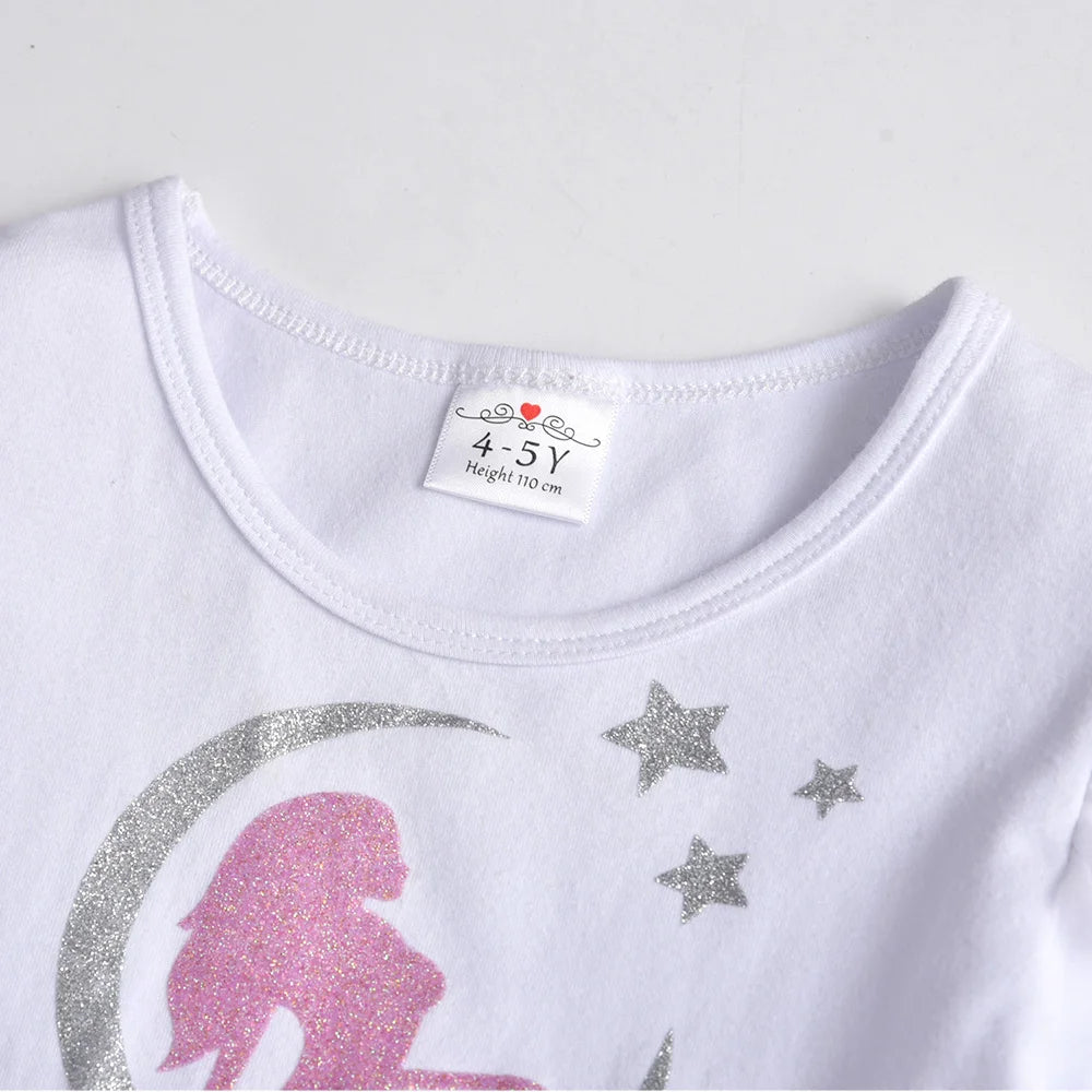 VIKITA Girls Mermaid Print Dress Kids Mesh Tulle Princess Elegant Dress Kids Long Sleeve Autumn Spring Patchwork Casual Vestidos