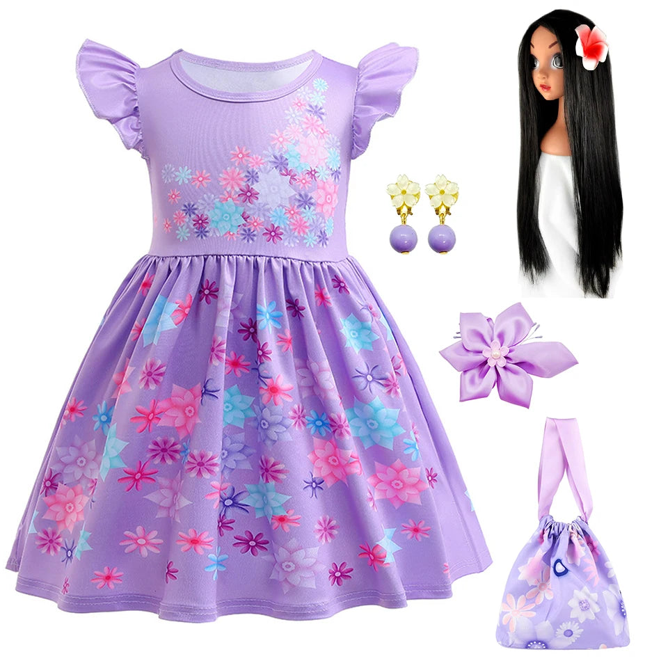Mirabel Isabela Cosplay Princess Dress Kids Encanto Charm Costume Girls Halloween Children's Day Birthday Party Holiday Clothes