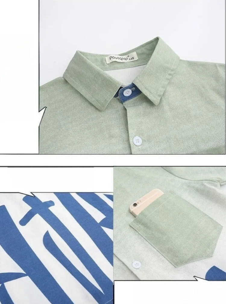 2025 Trendy Tween Boys Gradient Shirt Spring Autumn Summer Kids Clothing Hot Sale Unique Fashion Design