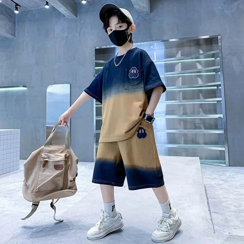 Gradient Sportswear Set 2025 New Children's Clothing Clothes for Cotton Boys Kids Sweatshirt Tracksuit Boy 8 10 Year Old Top