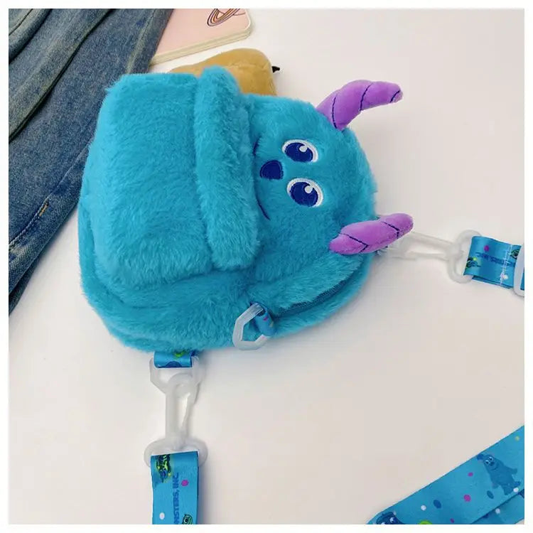 Disney Strawberry Bear 2025 New Girl Plush Backpack Cartoon Children Plush Messenger Bag Fashion Trend Girls Coin Purse