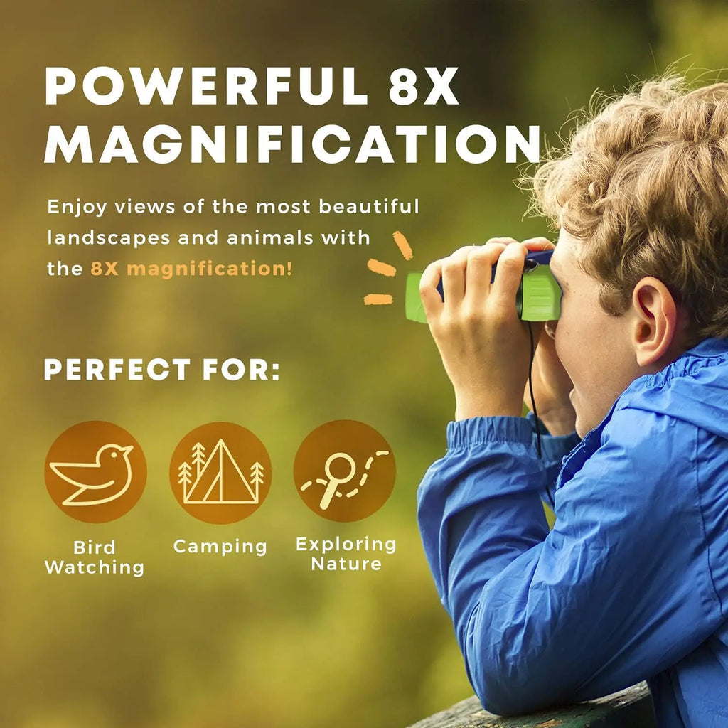 8X Binoculars for Kids Magnifying Glass & Compass Set Telescope Toy for Baby Boys & Girls Kids Binoculars Gifts for Boys Girls