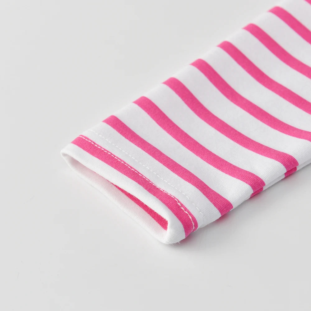 VIKITA Kleinkinder-Hoodies, Herbst, Frühling, Winter, gerades Kleid, Kinder-Einhorn-Regenbogen-Applikationen, gestreift, Street-Sport-Baumwollkleider