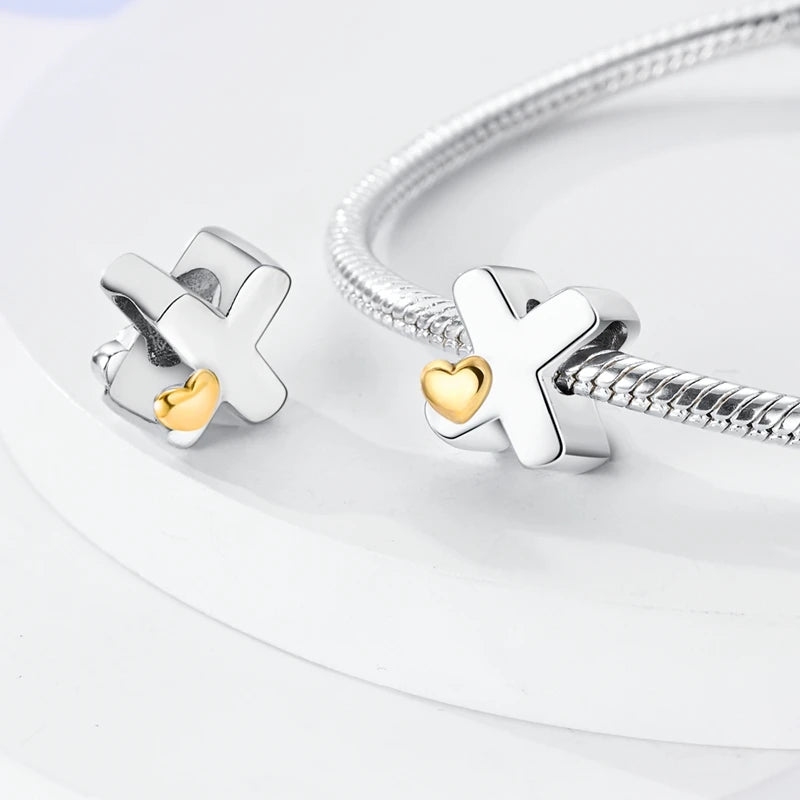 925 Sterling Silver DIY Alphabet Charms Beads LOVE Heart Letter Fit Original Bracelet Bangle Necklace Jewelry Marking Gift