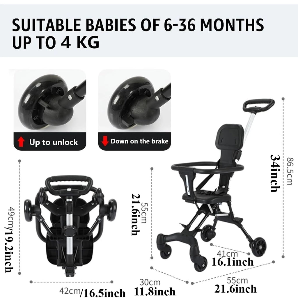 Convenience Stroller Lightweight Baby Travel Stroller Compact Stroller One-Handed Folding Canopy for Toddlers Travel Airplane