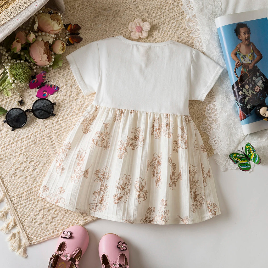 6-24 Months Summer New Soft And Comfortable Baby Girl Dress, Sweet Flower Children'S Short Sleeved Clothes