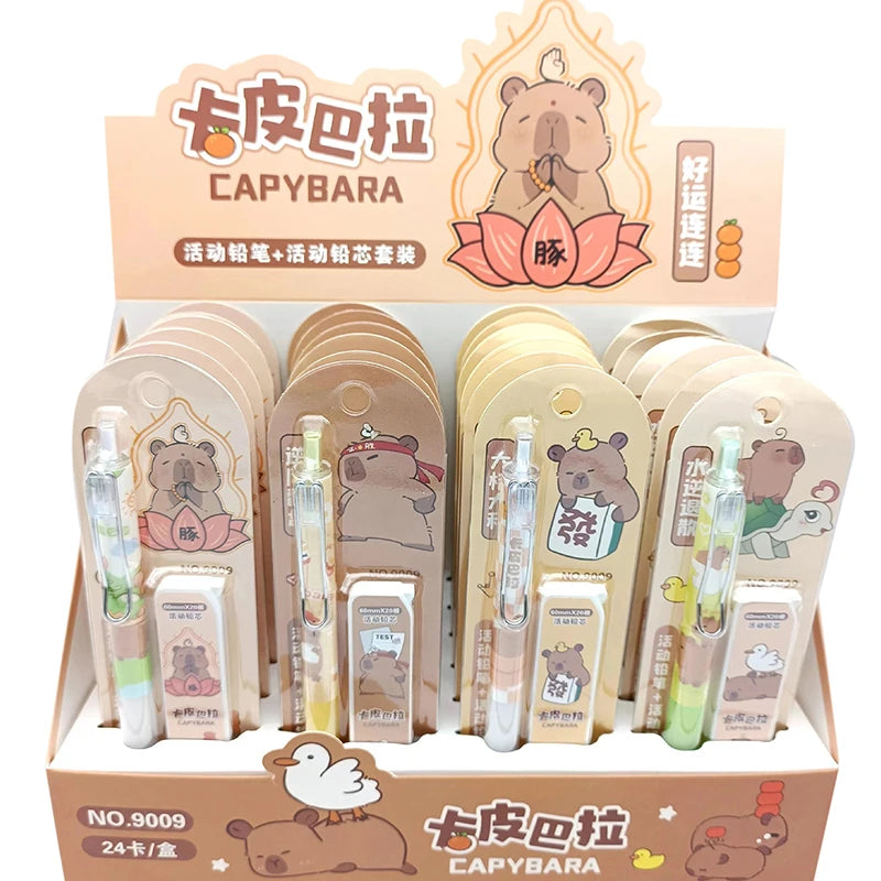 Kawaii Capybara Mechanical Pencil Set 0.5mm For Drawing, Writing, School, Office, Stationery Gift