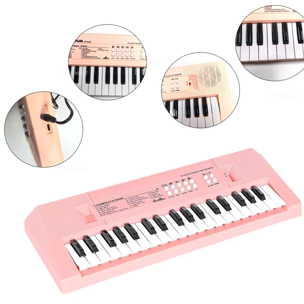 37 Keys Kids Electronic Piano with Microphone Educational Toys Musical Instrument for Kids Toddlers Boys Girls Birthday Gift