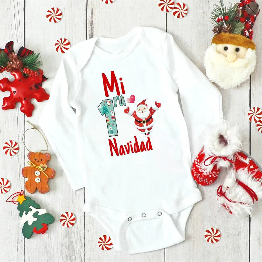 My First Christmas Baby Bodysuit Boys Girls Clothes Xmas Infat Cute Romper Christmas Party Baby Bodysuits Newborn 1st Xmas Gift