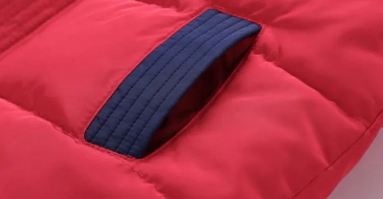 Kids' Autumn Winter Thickened Cotton Hooded Vest with Detachable Hood Soft Lambswool Lined Stand Collar Outerwear for Boys