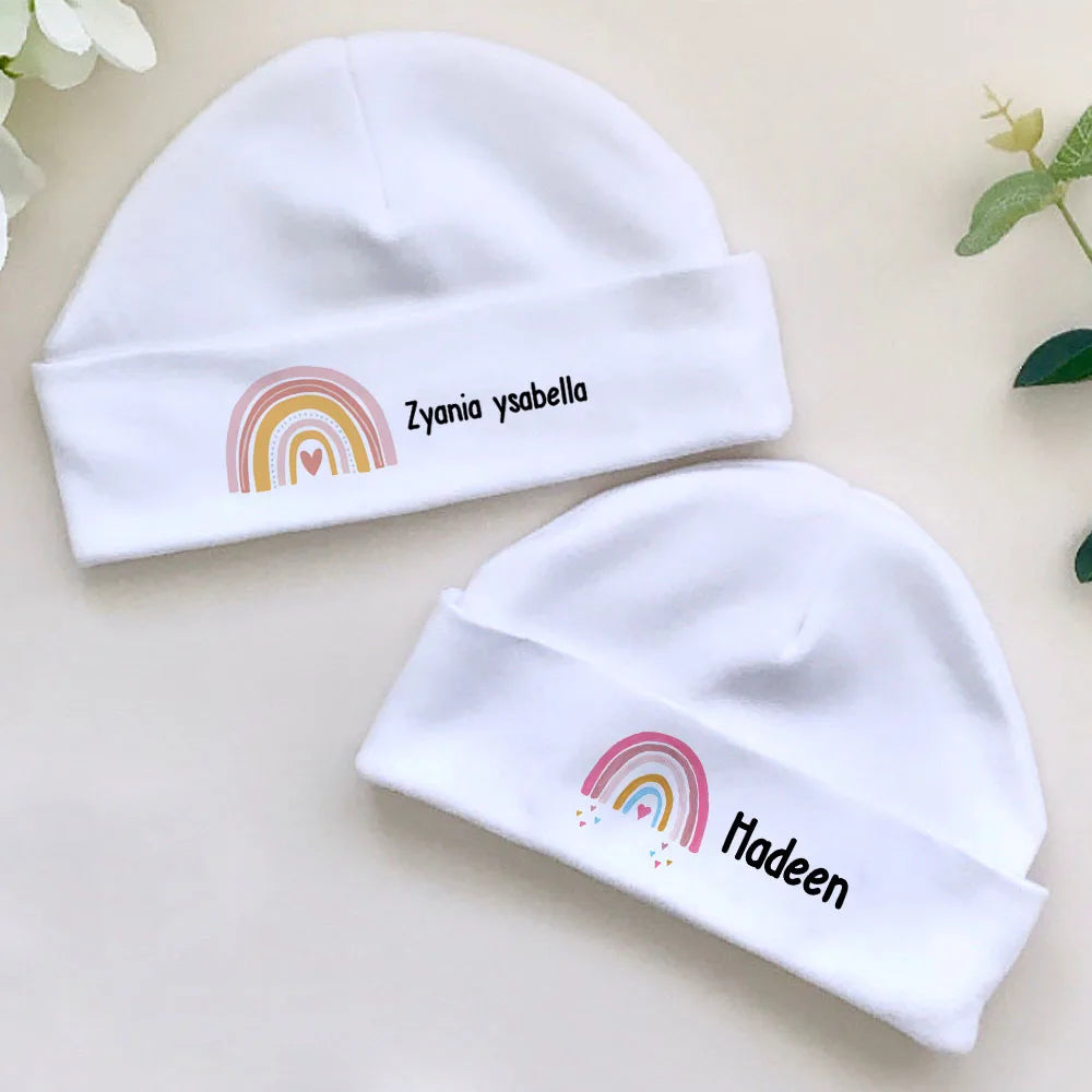 Personalised Unisex Baby Hat Infant Head Wear Baby Shower Gift Custom Newborn Beanie with Name First Hat for Babies