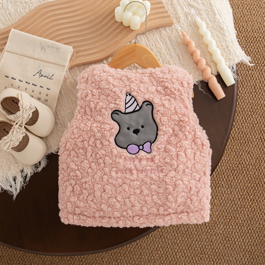 Autumn And Winter New Cute Cartoon Baby Girl Vest Coat, Thick And Warm Children'S Clothing For Babies Aged 9 Months To 4 Years