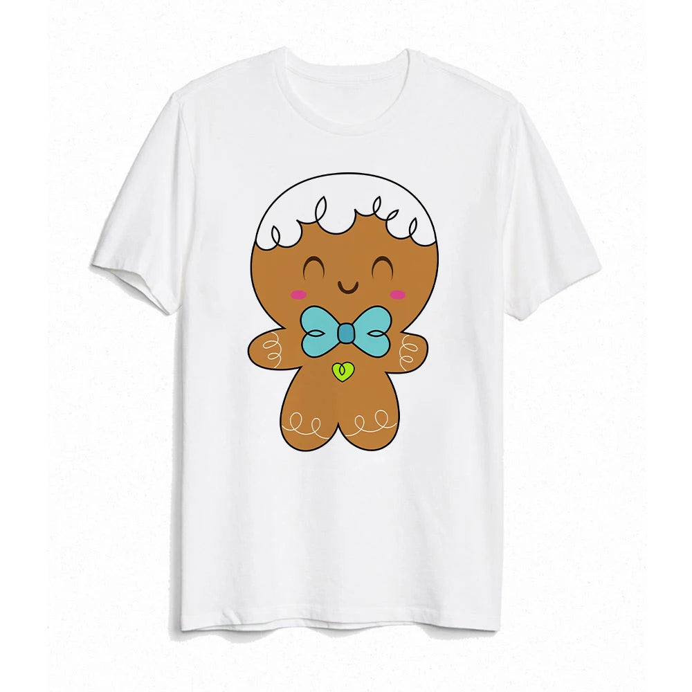 Christmas Family Matching Outfits Mommy Daddy Daughter Son Cookie Printing Casual T-shirt Xmas Party Clothes Holiday Family Tees
