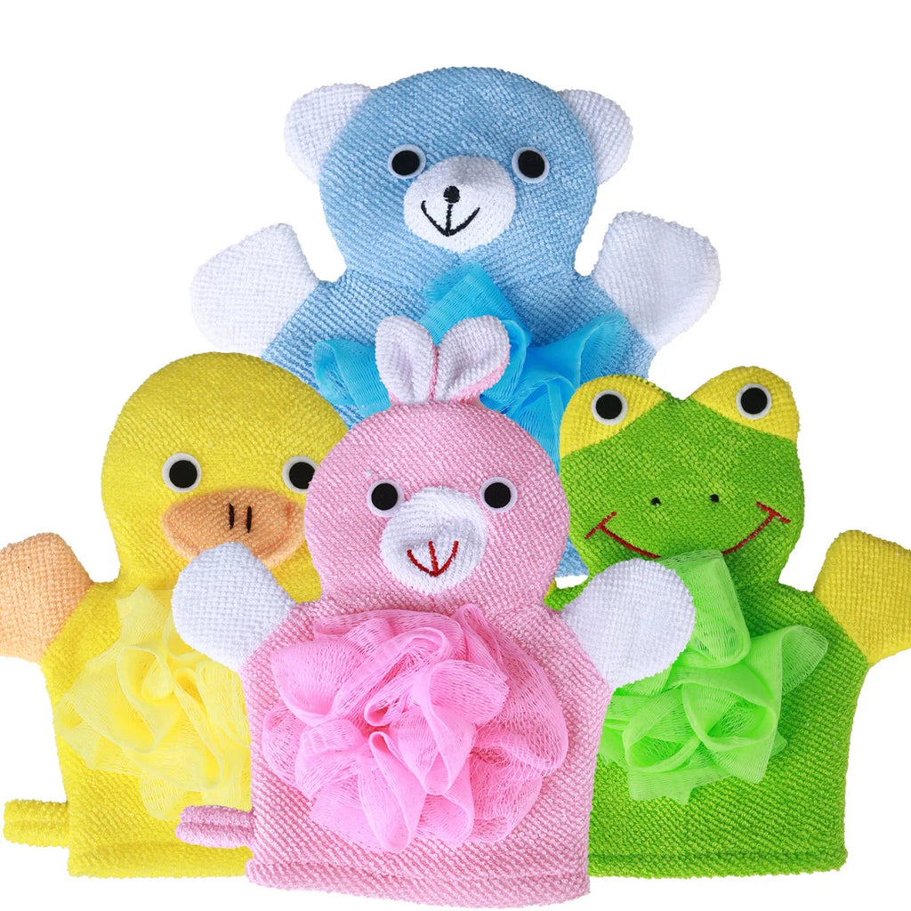Cute Animal Bathing Gloves Kids Sponges for Bathing Loofah Gloves Shower Kids Body Scrub Hand Puppet Bath Wash Mitt Towel