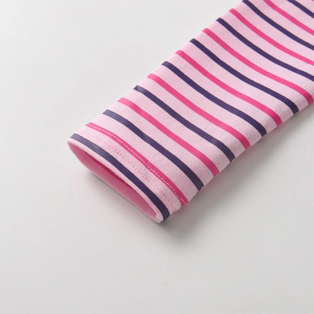 VIKITA 2025 Kinderkleidungsset für Mädchen, 2-teilig: Langarm-Baumwoll-T-Shirt mit Blumen-, Einhorn- und Schmetterlingsmotiv und passende schmal geschnittene Bleistifthose.