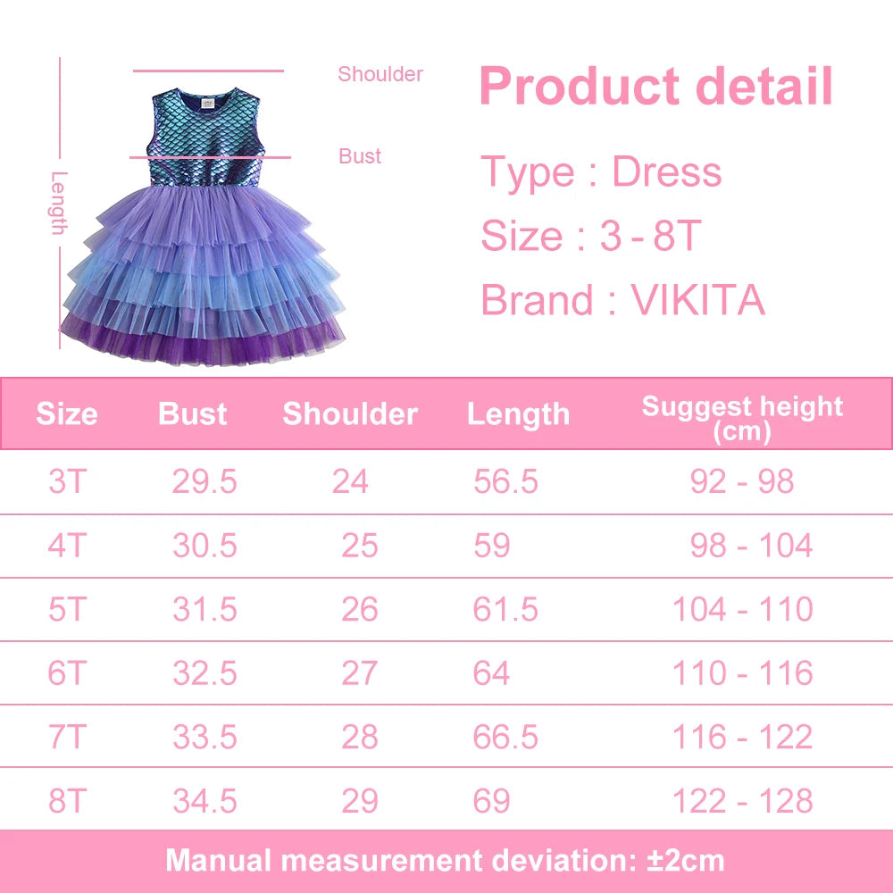 Girls Perform Mermaid Dress Children Princess Tutu Dress Toddlers Summer Prom Dresses Kids Birthday Party School Casual Clothes