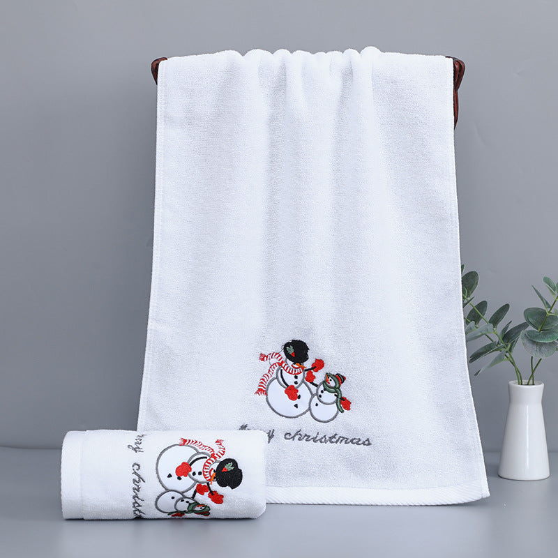 Large Christmas Hand Towels for Bathroom, Cotton Christmas Kitchen Towels, Decorative Embroidery Holiday Towels for Kids