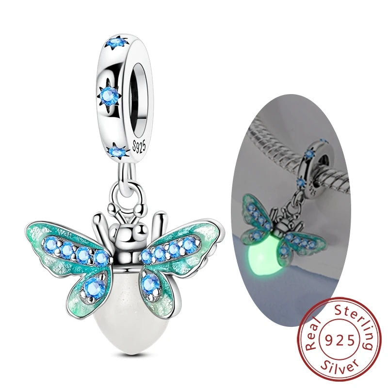 925 Sterling Silver Charms Firefly Cat Dog Coconut Charms Beads Pendant Fit Original Pendant Bracelet DIY Fine Jewelry For Women