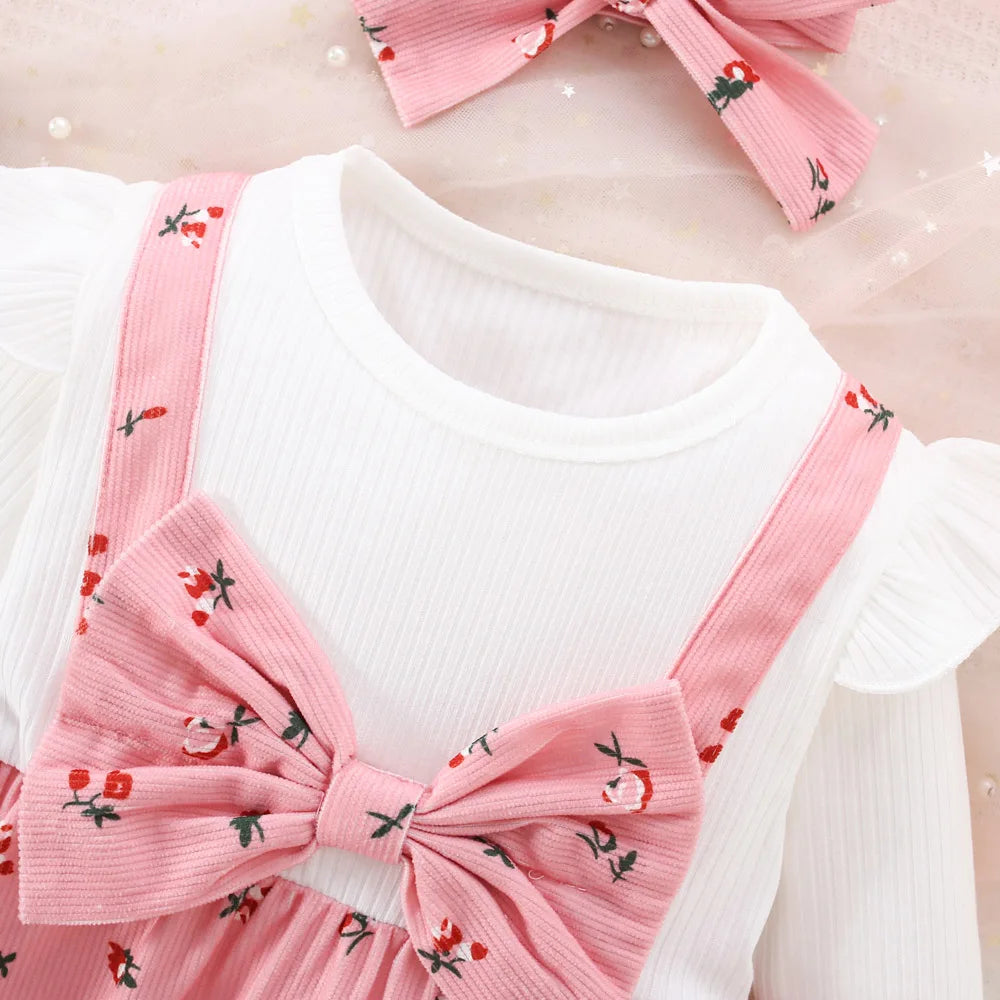 Spring And Autumn New White Long Sleeve Baby Girl Dress, Cute Butterfly Children'S Clothing (6 Months -3 Years Old)