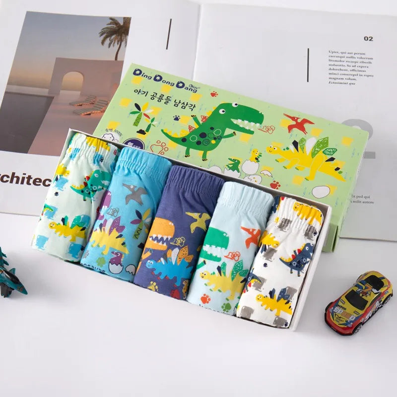 5/10Pieces Kids Triangle Underwear Cotton High-quality Boys Briefs Dinosaur Pattern Children Underpants Breathable Soft Knickers