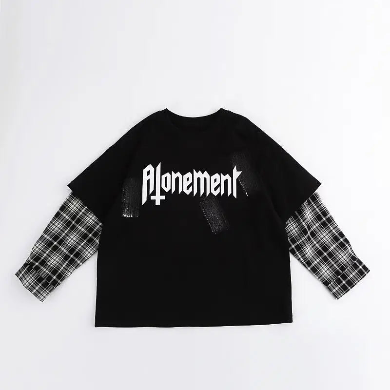 Fake Two Pieces Children's Clothing From 8 To 12 Years Boys Long Sleeve Tee Boys' T-shirt Graphic Shirts T-shirts Tees Boy Child