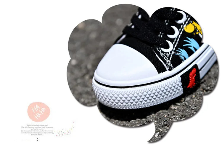 Children cartoon canvas shoes boys and girls casual low-top shoes baby spring and autumn breathable single fashion sneakers