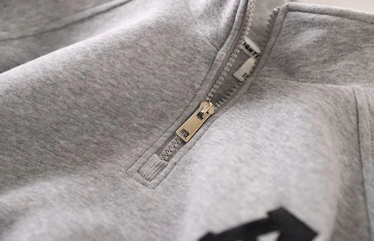 Boys & Girls 2025 New Arrival Mid-Big Size Spring/Autumn Stylish Stand Collar Semi-Zip Base Layer Sweatshirt