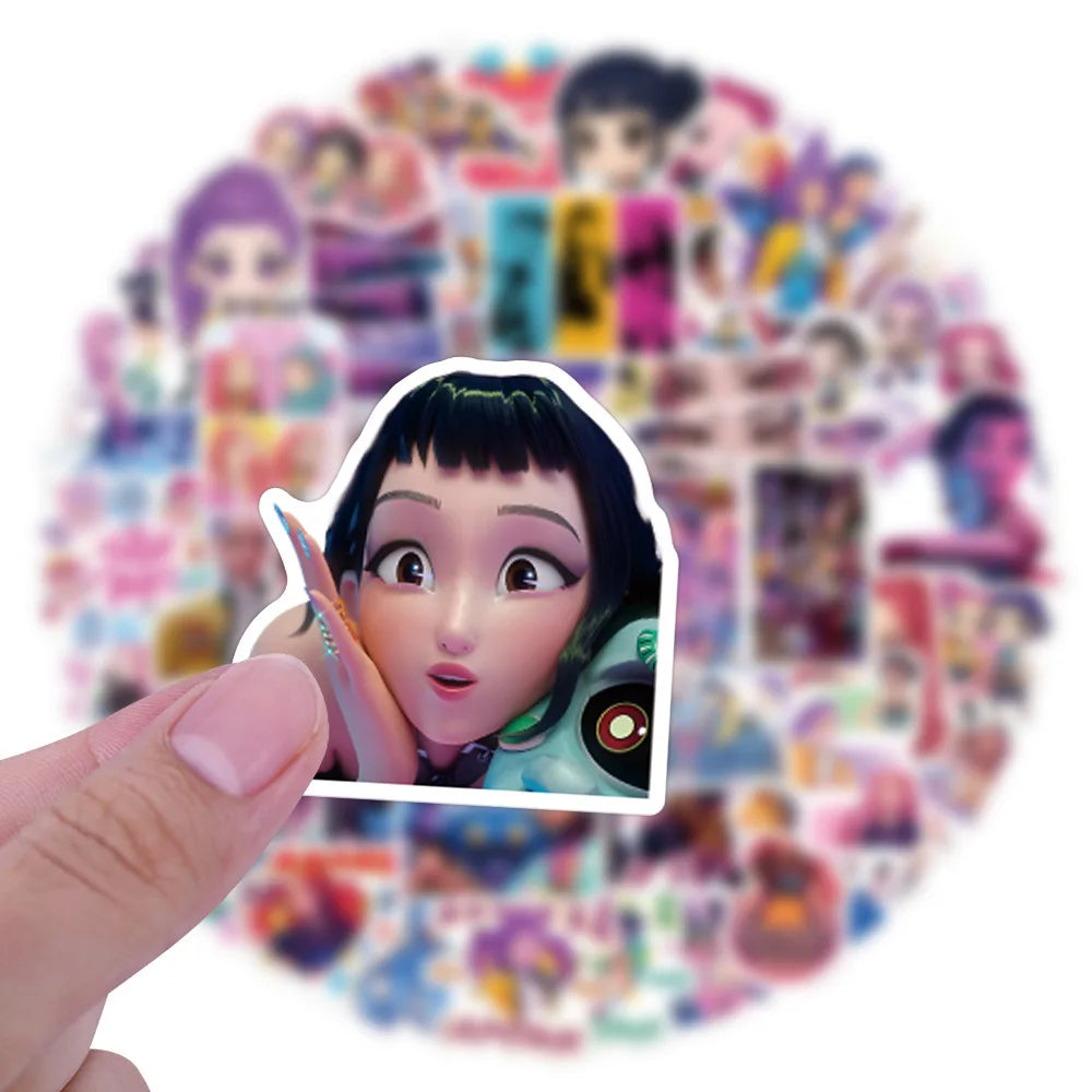 Anime Kpop Demon Hunters Stickers 55/110pcs Cartoon Sticker Huntrix Decorative Stickers for Scrapbook Aesthetic Notebook Gifts