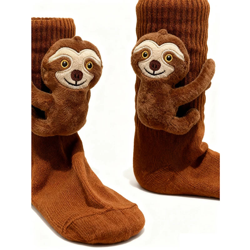 3D Knitted Animal Cute Socks Cozy Fuzzy Thick Warm Plush Kawaii Socks for Women Teens Kids Home Winter Holiday Christmas Gift