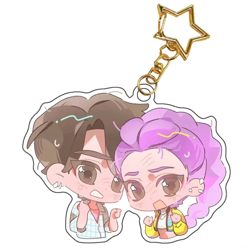 Kpop Demon Hunters Saja Boys Keychain Huntr-X Bag Pendant Unters Huntrix Saja Self Made Acrylic Keyring Jewelry Friends Gift