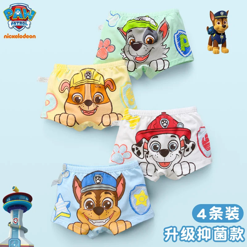 100% Genuine Paw Patrol 4PCS/LOT Cotton Boxers Panties Cartoon Printed Kids Underwear Children's Underpants Shorts Panties 2-8Y