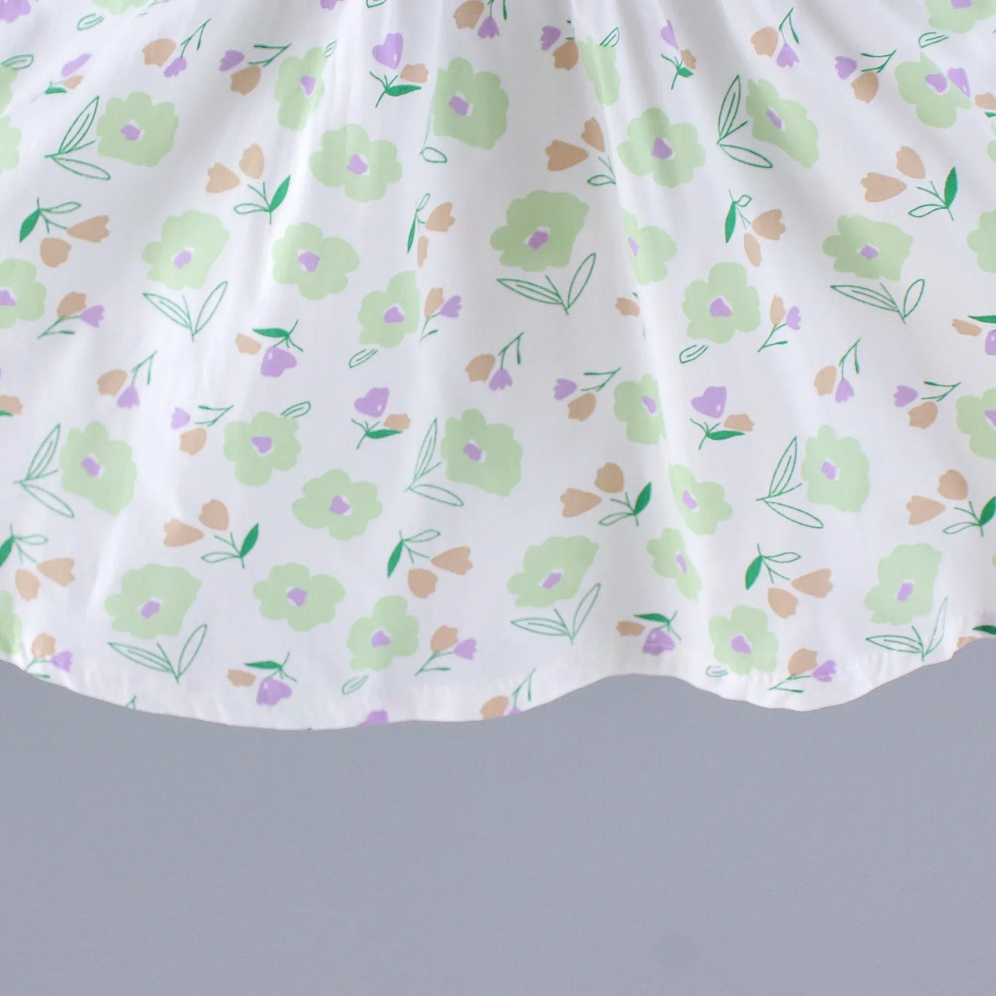 Girls' New Summer Dress Children's Small Flower Print Back Elastic Waist Solid Bow Princess Dress and Hat Two Piece Set