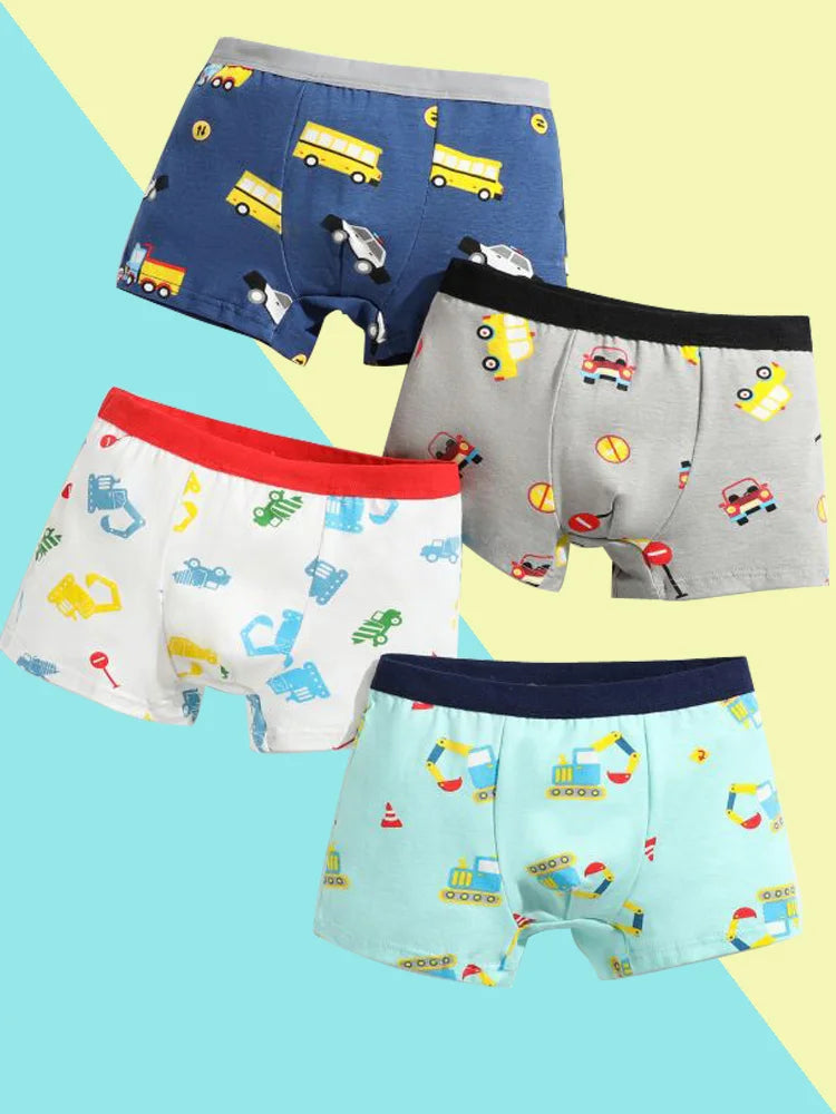 4/8 pcs Boys Boxer sets Briefs Kids Cotton Underwear Baby Underpants Teenager Cartoon Dinosaur Print Soft Children Panties 2-15Y