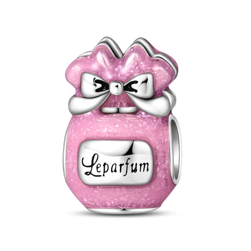 Hot Sale Charms Beads 925 Sterling Silver Pink Perfume Bottle Letter Luminous Firefly Tarot Card Beads Fit DIY Bracelets Jewelry