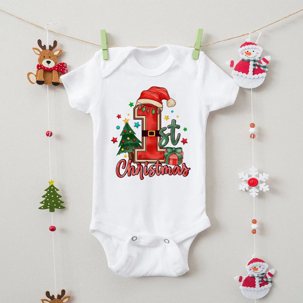 First Christmas Print Baby Bodysuits Boys Girls Xmas Cute Clothes Toddler Romper Newbron Christmas Gift Xmas Party Outfits