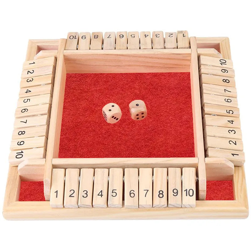 Four-Sided Flip Card Games Intellectual Educational Game Box Dice Toys Parent-Child Games Shut Wooden Number Game Board Games