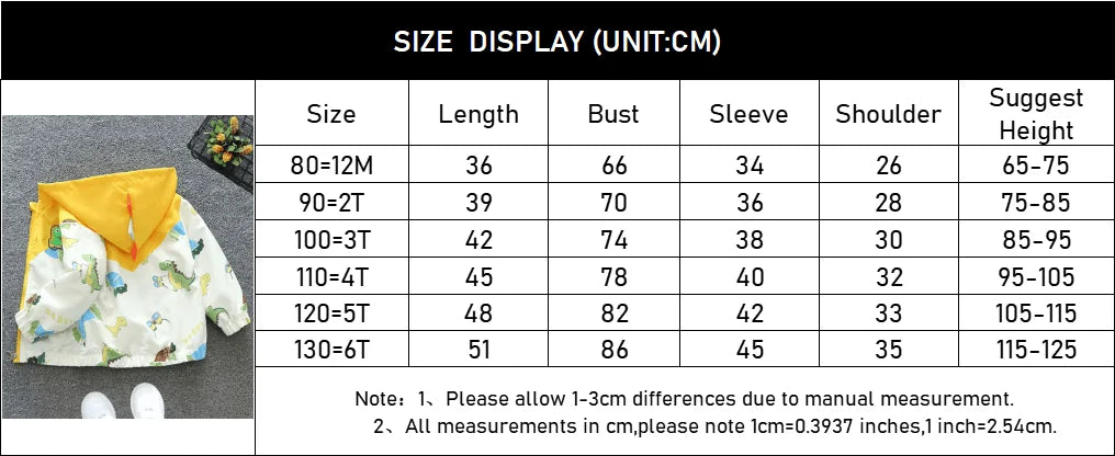 Spring Baby Boys Cartoon Dinosaur Hooded Jacket Toddler Kids Outerwear Casual Windbreaker Coats Children Clothing for 1-6Years