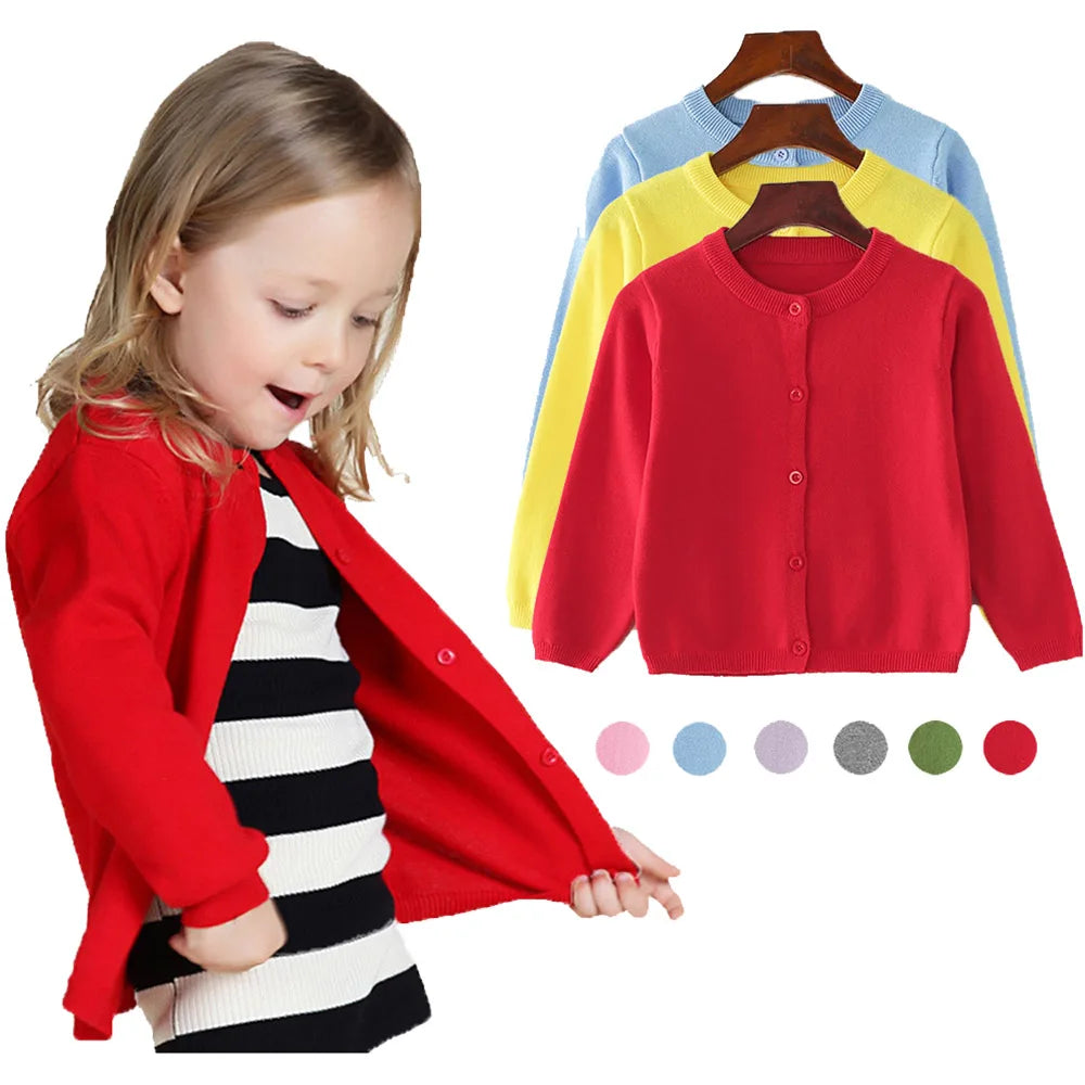 70-150cm Kids Knit Jacket for Girls Cardigan Sweater Blue Brown Toddler Baby Boy Knitwear Spring Autumn Cotton Children Clothing