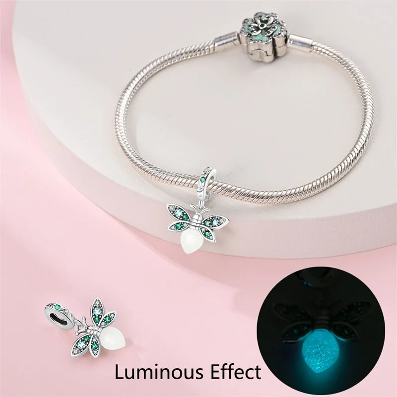Fit Qikaola 925 Original Bracelets Blue Zircon Owl Luminous Sea Turtle Octopus 925 Silver Charms Beads DIY Birthday Jewelry Gift