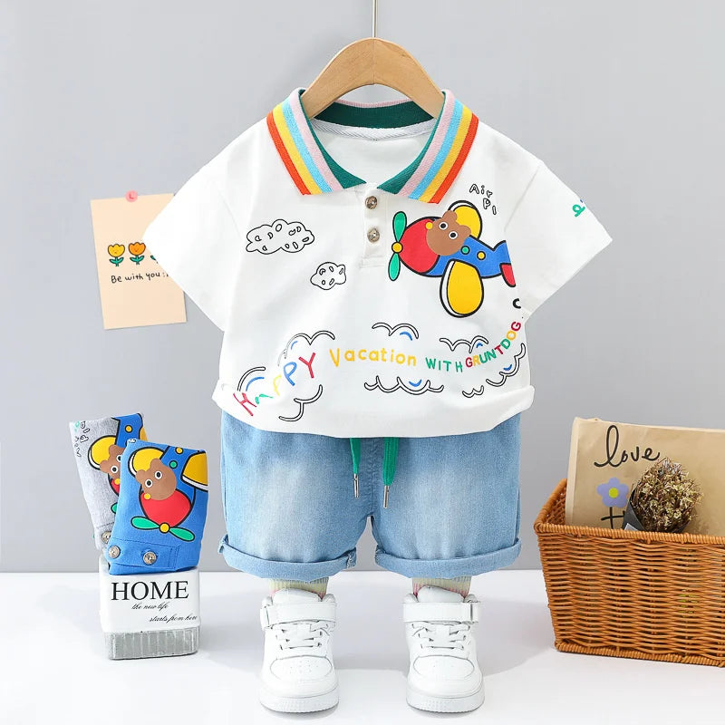 New Summer Baby Girls Clothes Suit Children Boys Fashion T-Shirt Shorts 2Pcs/Sets Toddler Casual Cotton Costume Kids Tracksuits