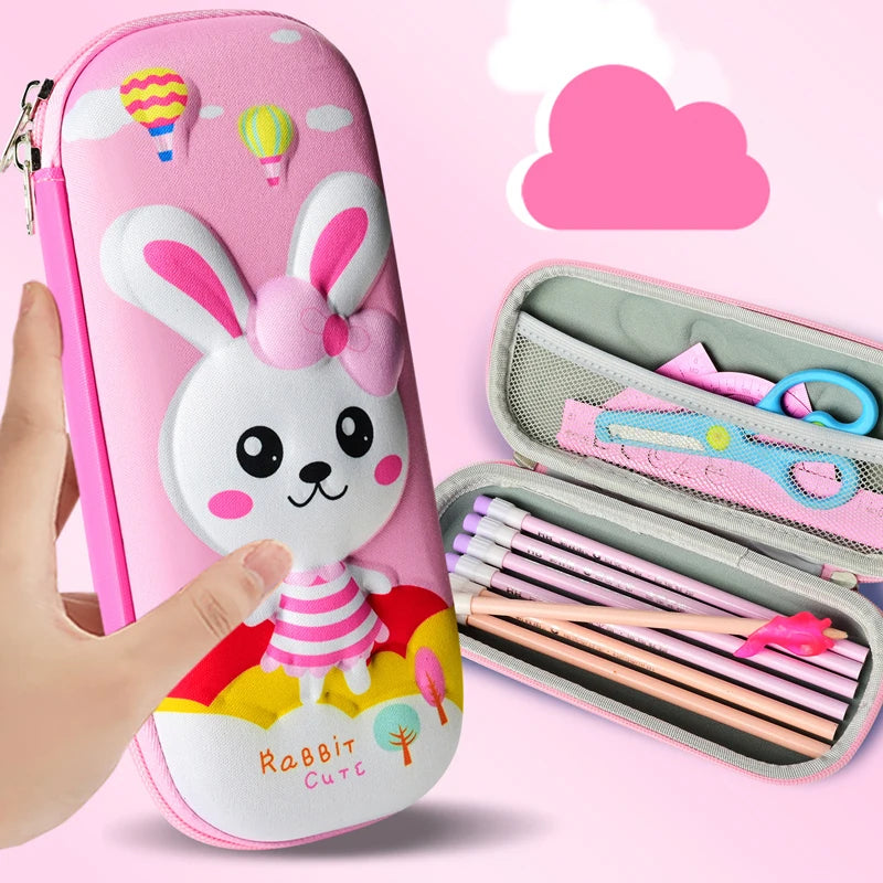 EVA Pencil Case Kawaii School Stationery 3D Dinosaur Pen Case School Supplies Cute Rocket High Capacity Pencil Box